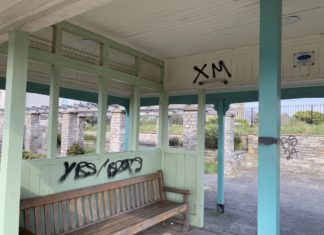 Graffiti in Burnham-On-Sea's Marine Cove gardens