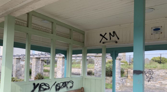 Graffiti in Burnham-On-Sea's Marine Cove gardens