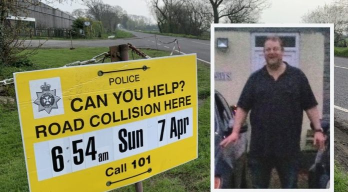 Wedmore crash sign and victim Simon Ramsden