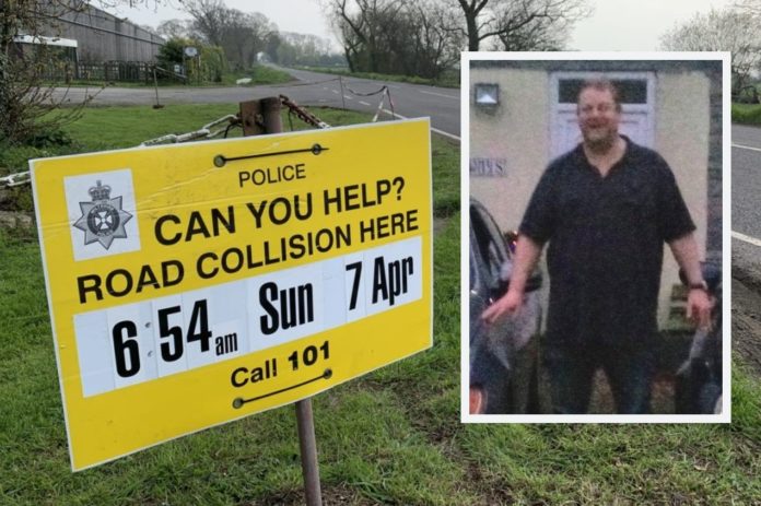 Wedmore crash sign and victim Simon Ramsden