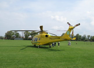Air ambulance at BAY Centre in Burnham-On-Sea