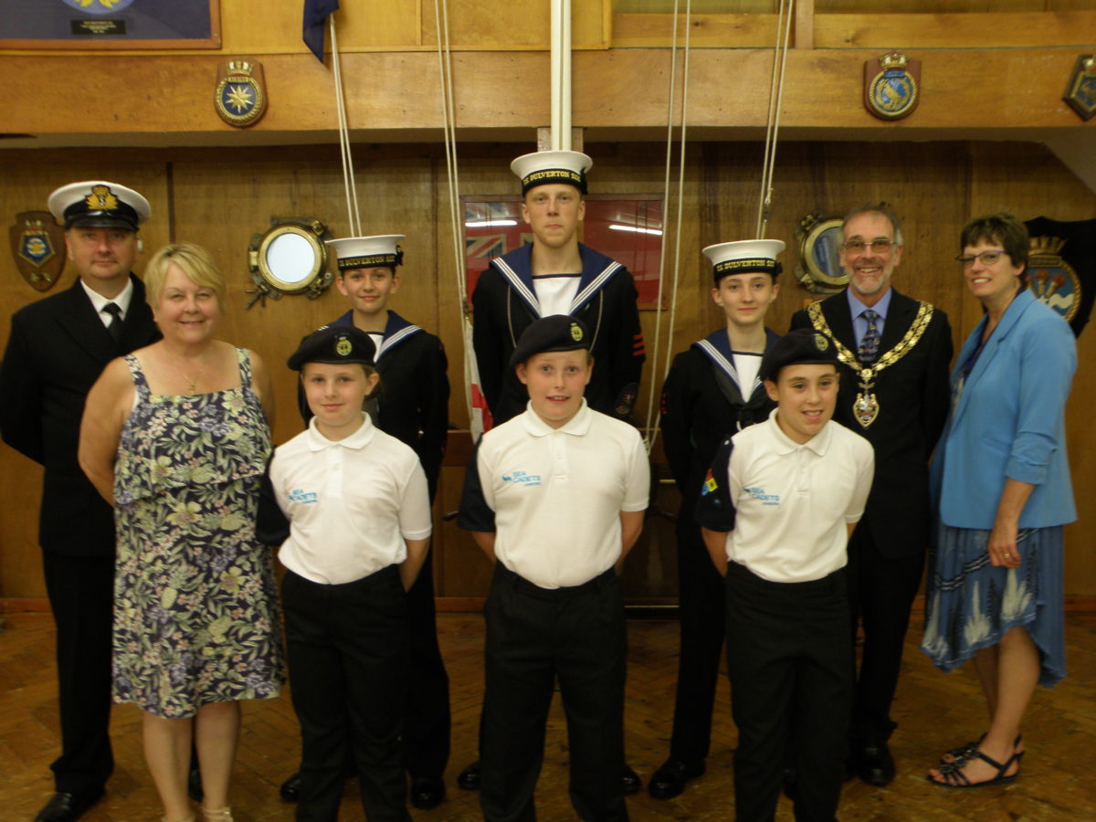 Burnham-On-Sea sea cadets with Mayor and Mayoress