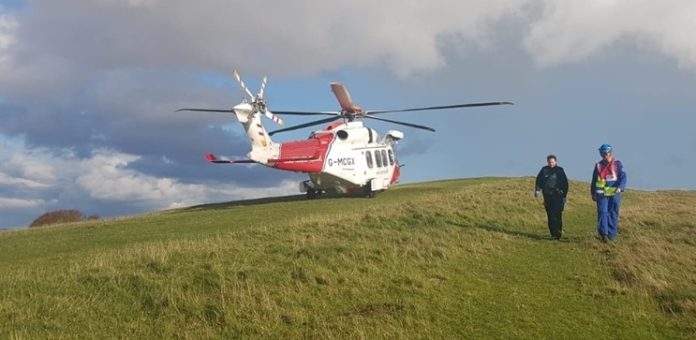 Helicopter on Brean Down