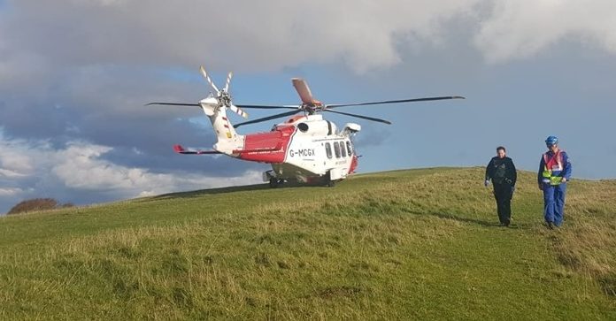 Helicopter on Brean Down