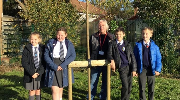 Tree unveiling at Burnham-On-Sea's St Andrew's School