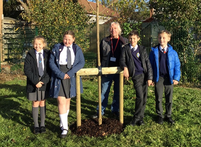 Tree unveiling at Burnham-On-Sea's St Andrew's School