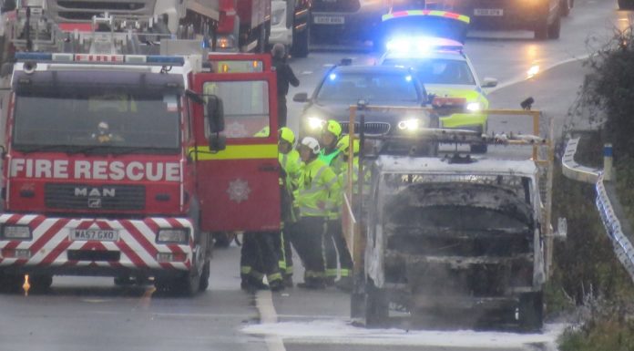 Van fire on M5 between Burnham-On-Sea and Weston