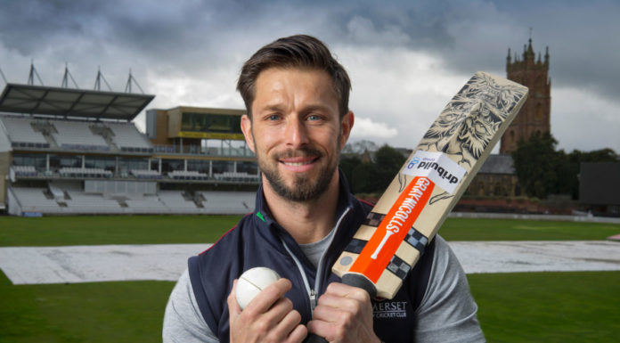 Cricketer Peter Trego of Somerset CCC at the Taunton ground.