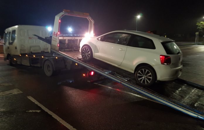 Car seized by Burnham-On-Sea Police for anti-social driving in B&M car park