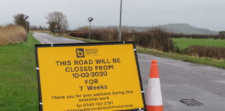 Roadworks between Berrow and Brent Knoll