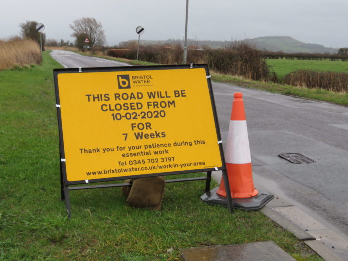 Roadworks between Berrow and Brent Knoll