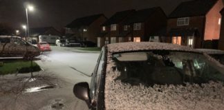 Hailstorm turns Burnham-On-Sea white