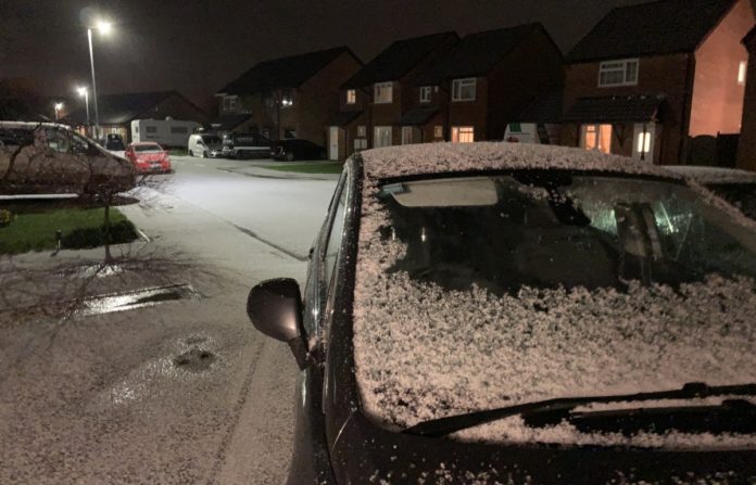 Hailstorm turns Burnham-On-Sea white
