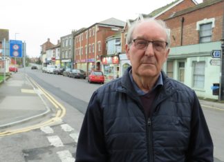 Cllr Phil Harvey in Market Street, Highbridge