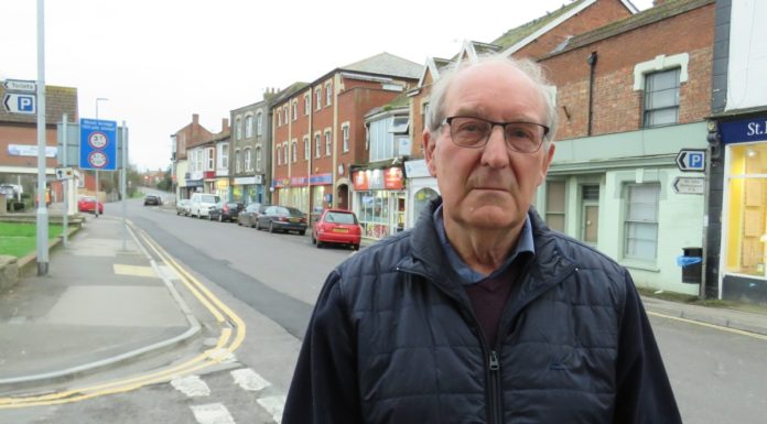 Cllr Phil Harvey in Market Street, Highbridge
