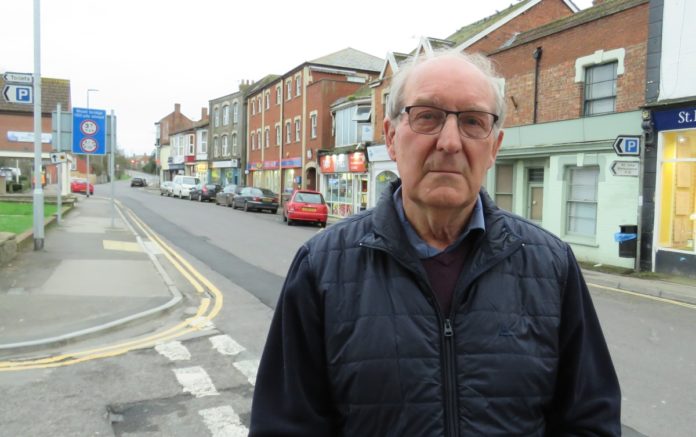 Cllr Phil Harvey in Market Street, Highbridge