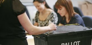 ballot box at local election