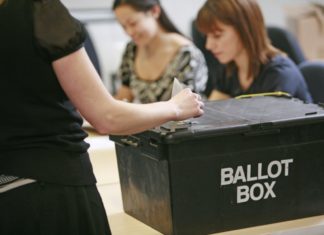 ballot box at local election