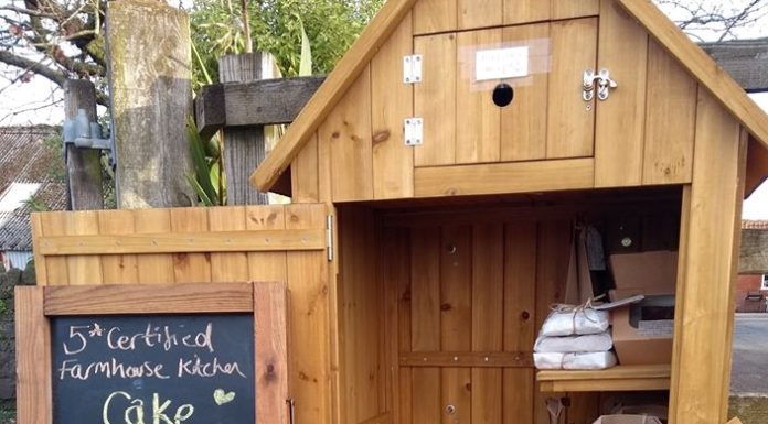 Cake cupboard at Wick Farm, Brean Road, Lympsham