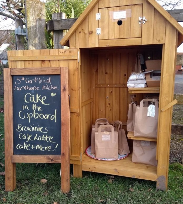 Cake cupboard at Wick Farm, Brean Road, Lympsham