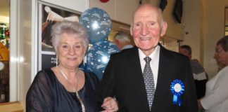 Burnham-On-Sea pensioner Dennis Salmon marks his 90th Birthday with his daughter and friends