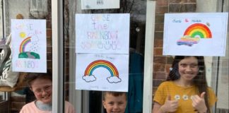coronavirus rainbows in windows in Burnham-On-Sea