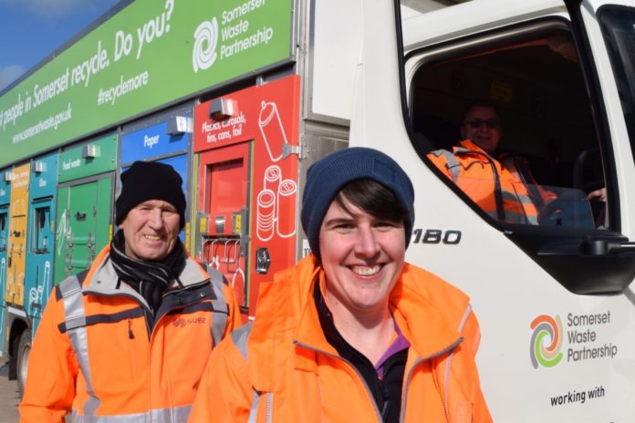 Somerset Waste Partnership new multi-coloured trucks take to streets of Burnham-On-Sea