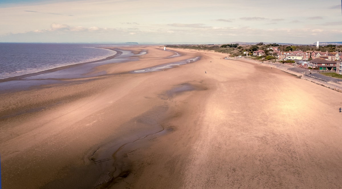Burnham-On-Sea beach drone photo