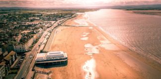 Burnham-On-Sea beach drone photo