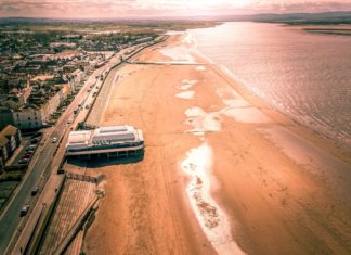 Burnham-On-Sea beach drone photo