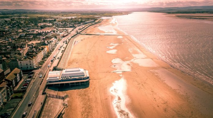 Burnham-On-Sea beach drone photo