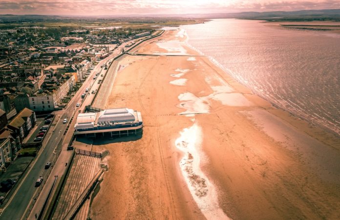 Burnham-On-Sea beach drone photo