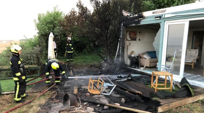 Burnham-On-Sea fire crews tackle beach hut blaze