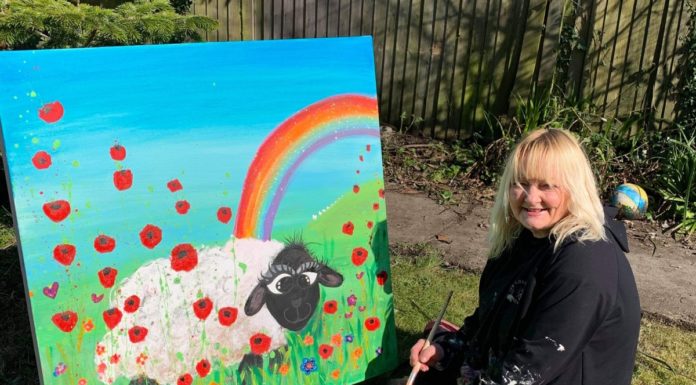 Burnham-On-Sea fundraiser Gill Hills with her painting