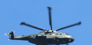 Navy helicopter over Burnham-On-Sea