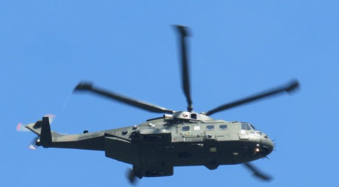 Navy helicopter over Burnham-On-Sea