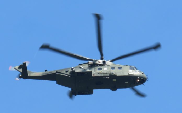 Navy helicopter over Burnham-On-Sea