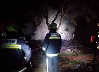 Burnham-On-Sea fire crews at night time blaze