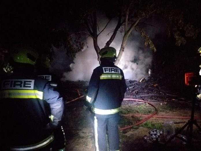 Burnham-On-Sea fire crews at night time blaze