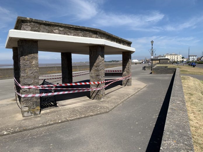 Burnham-On-Sea seafront shelters taped off