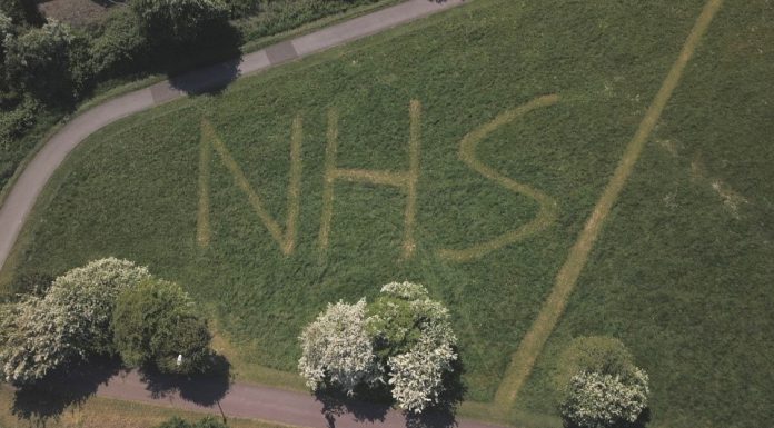 NHS logo at Apex Park, Highbridge