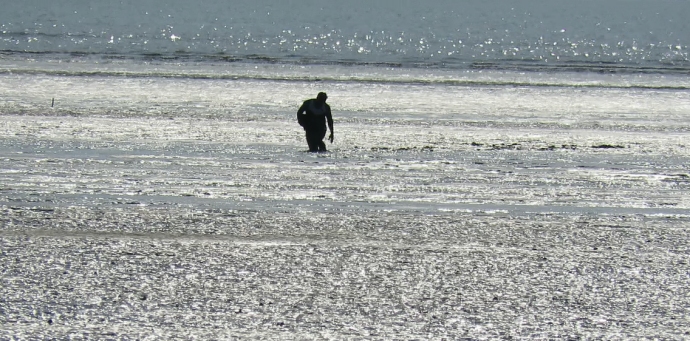 Burnham-On-Sea BARB hovercraft with the man rescued from Weston beach mud