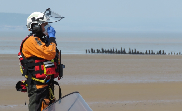 Berrow beach call-out for hovecraft and Burnham Coastguards