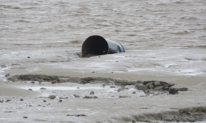 Barrels washed up on Burnham-On-Sea beach