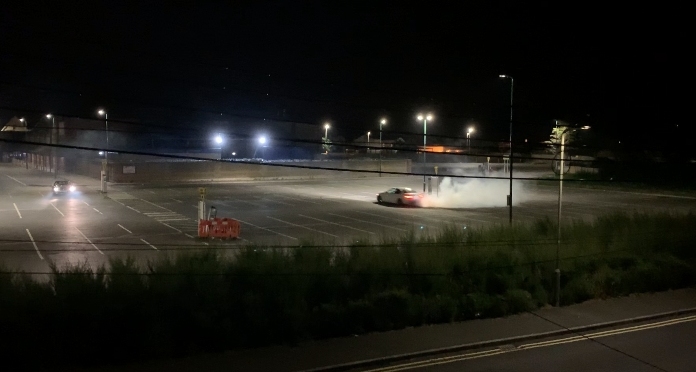 Boy racers in Burnham-On-Sea seafront car park
