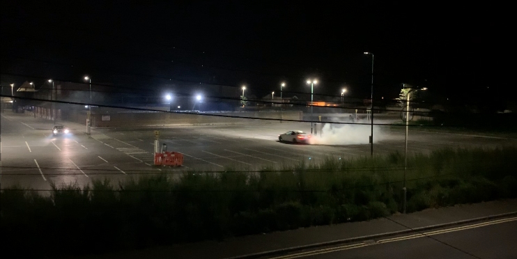 Boy racers in Burnham-On-Sea seafront car park