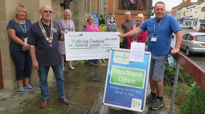 Burnham-On-Sea and Highbridge Foodbank donation from Rotary Club