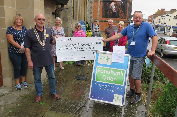 Burnham-On-Sea and Highbridge Foodbank donation from Rotary Club