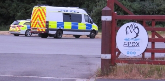 Police at Apex Park, Highbridge