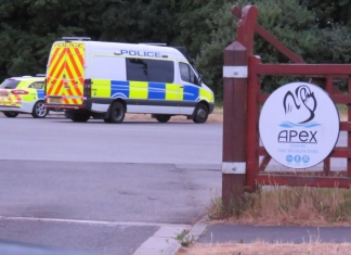 Police at Apex Park, Highbridge